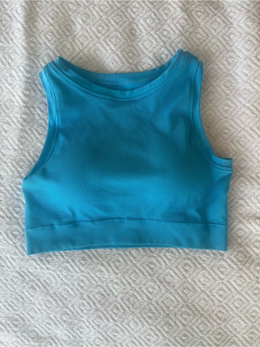 Women’s  Blue Ribbed Crop Tank Top/sports bra